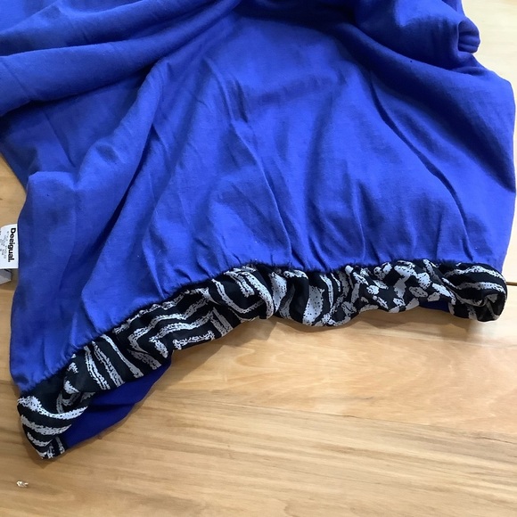DESIGUAL Blue Multicolour Sheer Sleeve Dress Size 38 - Picture 15 of 16